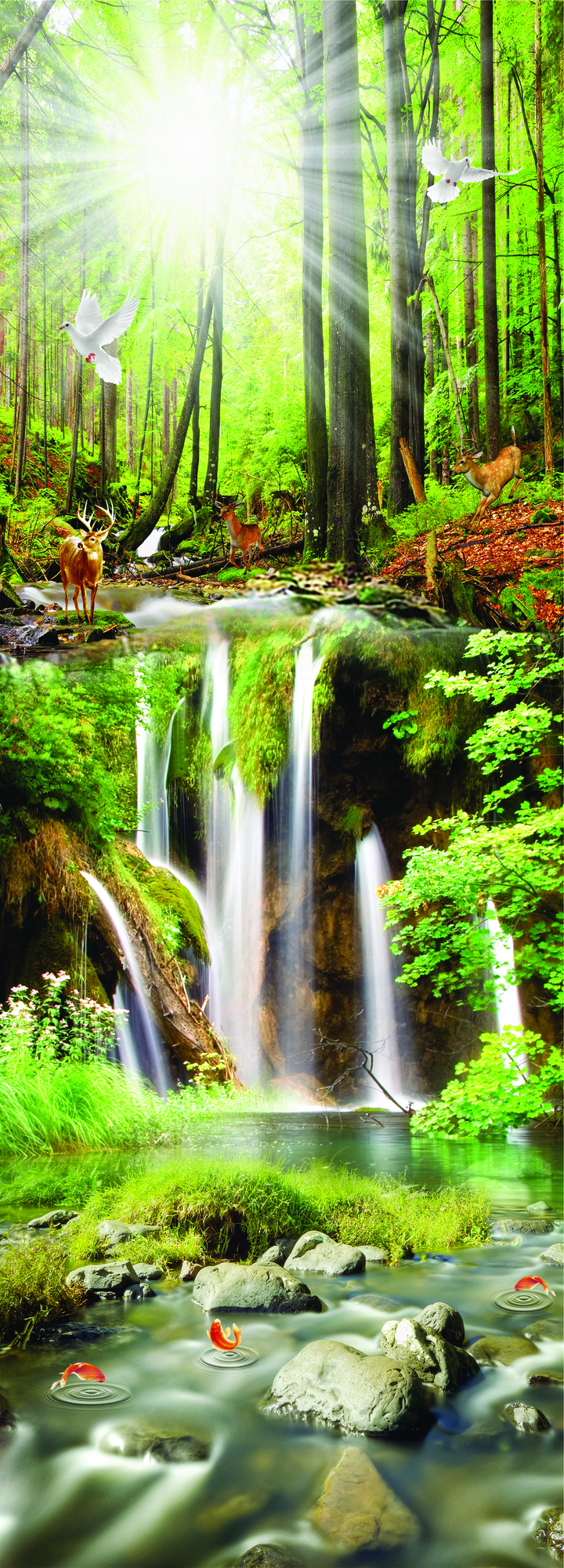 Tranh dọc rừng núi, thác nước hùng vĩ và muông thú chất lượng cao ...